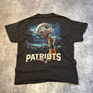 Majestic New England Patriots NFL Football T Shirt Mens XL Black Graphic Tee